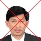 Example of an incorrect passport photo for a man