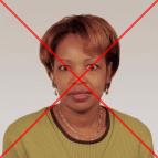 Example of an incorrect passport photo for a woman