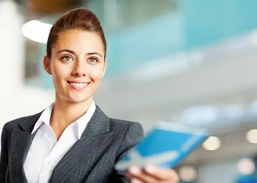 Passport agent holding a passport